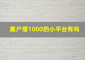 黑户借1000的小平台有吗