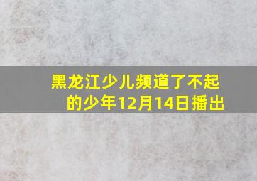 黑龙江少儿频道了不起的少年12月14日播出