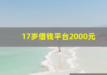 17岁借钱平台2000元