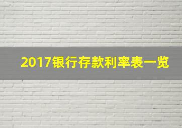 2017银行存款利率表一览