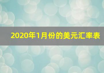 2020年1月份的美元汇率表