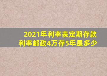 2021年利率表定期存款利率邮政4万存5年是多少