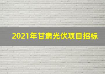 2021年甘肃光伏项目招标