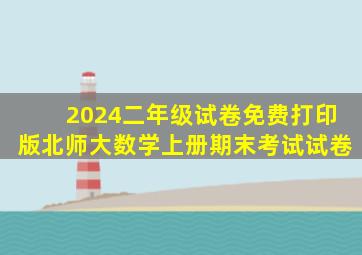 2024二年级试卷免费打印版北师大数学上册期末考试试卷