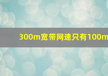 300m宽带网速只有100m