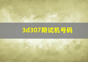 3d307期试机号码