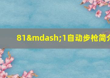 81—1自动步枪简介