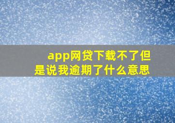 app网贷下载不了但是说我逾期了什么意思