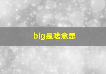 big是啥意思