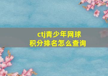 ctj青少年网球积分排名怎么查询