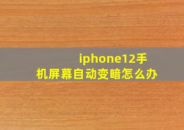 iphone12手机屏幕自动变暗怎么办