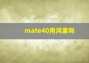 mate40用鸿蒙吗