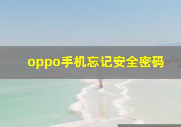 oppo手机忘记安全密码