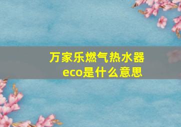 万家乐燃气热水器eco是什么意思