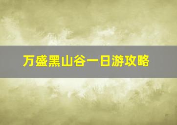 万盛黑山谷一日游攻略