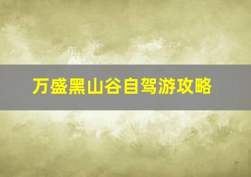 万盛黑山谷自驾游攻略