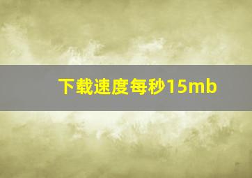 下载速度每秒15mb