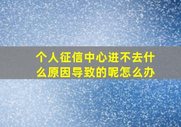 个人征信中心进不去什么原因导致的呢怎么办