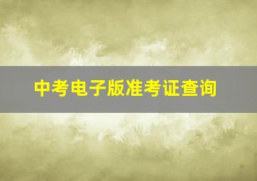 中考电子版准考证查询