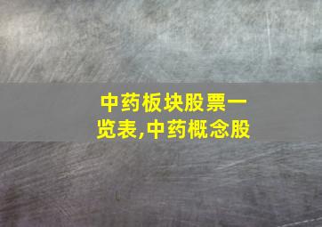 中药板块股票一览表,中药概念股