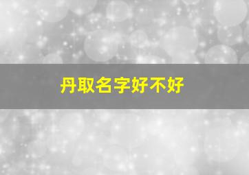 丹取名字好不好