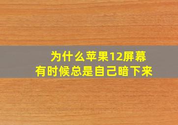 为什么苹果12屏幕有时候总是自己暗下来