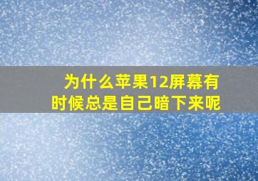 为什么苹果12屏幕有时候总是自己暗下来呢