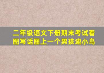 二年级语文下册期末考试看图写话图上一个男孩逮小鸟