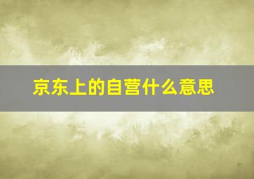 京东上的自营什么意思