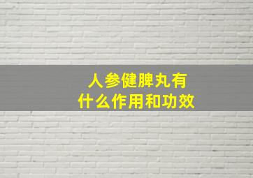 人参健脾丸有什么作用和功效