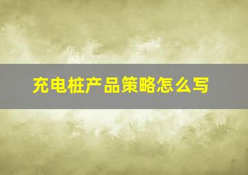 充电桩产品策略怎么写