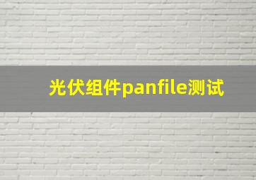 光伏组件panfile测试