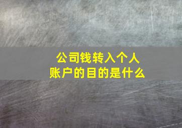 公司钱转入个人账户的目的是什么