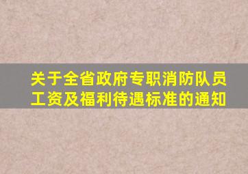 关于全省政府专职消防队员工资及福利待遇标准的通知