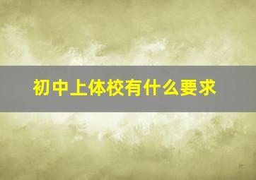 初中上体校有什么要求