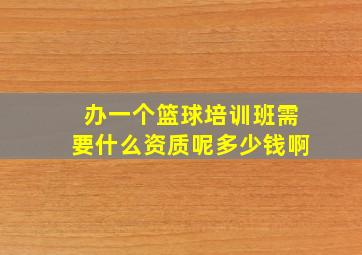 办一个篮球培训班需要什么资质呢多少钱啊