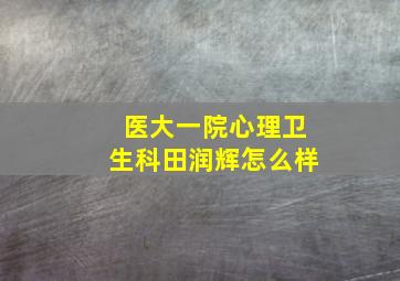 医大一院心理卫生科田润辉怎么样