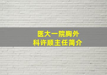 医大一院胸外科许顺主任简介