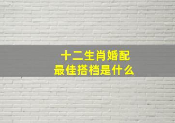 十二生肖婚配最佳搭档是什么