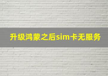 升级鸿蒙之后sim卡无服务