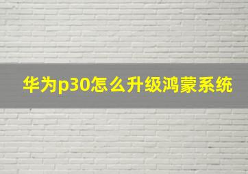 华为p30怎么升级鸿蒙系统