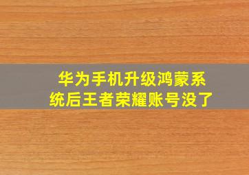 华为手机升级鸿蒙系统后王者荣耀账号没了