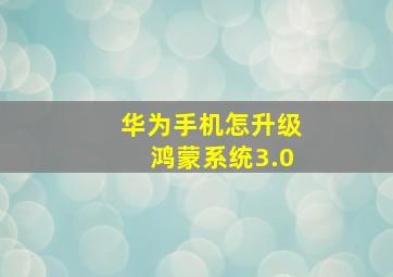 华为手机怎升级鸿蒙系统3.0