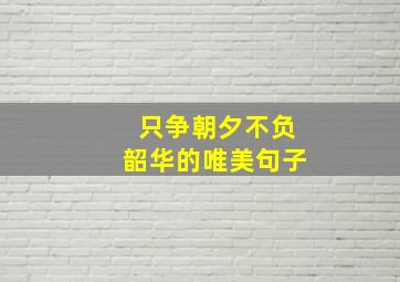 只争朝夕不负韶华的唯美句子