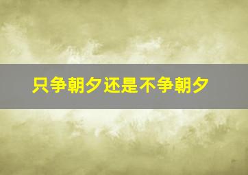 只争朝夕还是不争朝夕