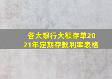 各大银行大额存单2021年定期存款利率表格