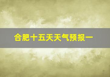 合肥十五天天气预报一