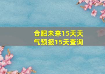 合肥未来15天天气预报15天查询