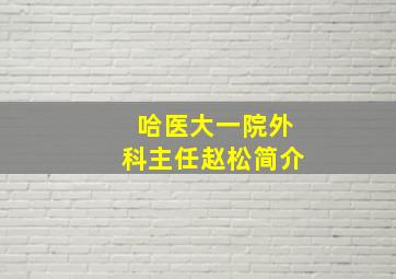 哈医大一院外科主任赵松简介