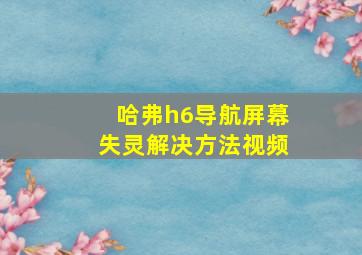 哈弗h6导航屏幕失灵解决方法视频